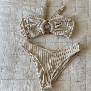 Montce Cream Ribbed Bikini Set